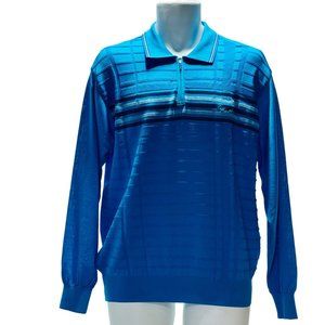 Crocodile Men’s Shirt Long Sleeve Blue Knit 1/4 Zip Pullover Size XL